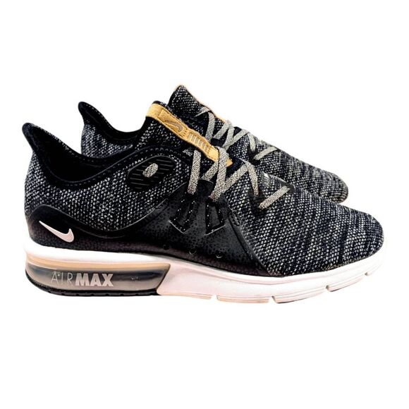 NIKE Air Max Sequent 3 'Black Dark Grey' Running Shoes Size 9 - Picture 2 of 10
